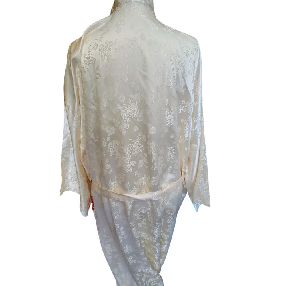 Silver Lake 100% Silk Jacquard Robe XL NOS Ivory - Picture 6 of 16